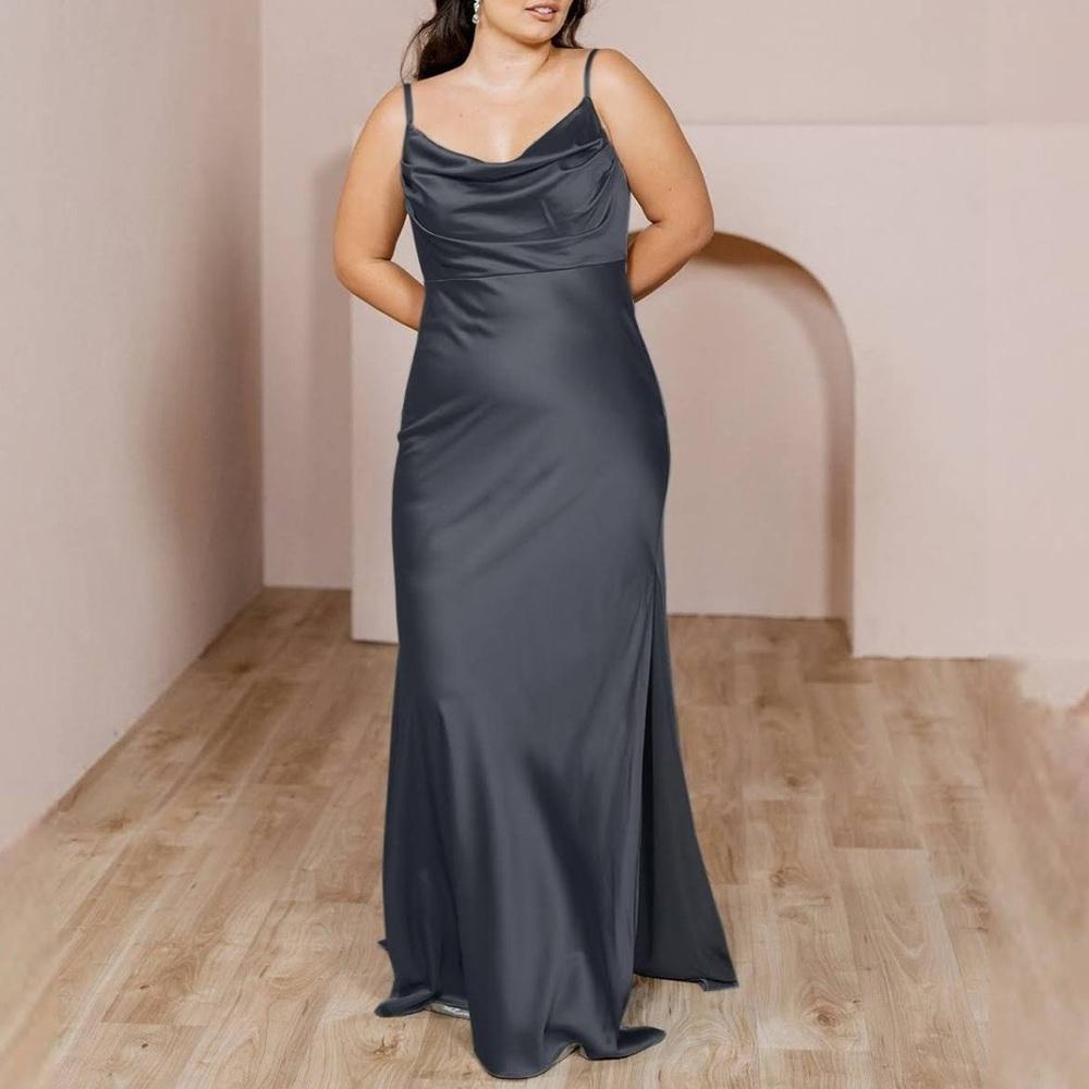 Revelry Black Cowl Neck Bridesmaid Dress